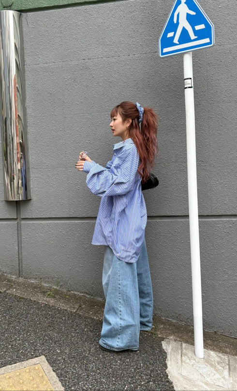 【少量再入荷】ストライプオーバーシャツ